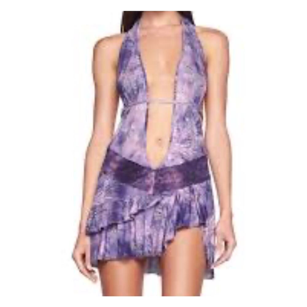 I.AM.GIA Astora Dress in  Purple Halter Tie Neck Open Back - Small